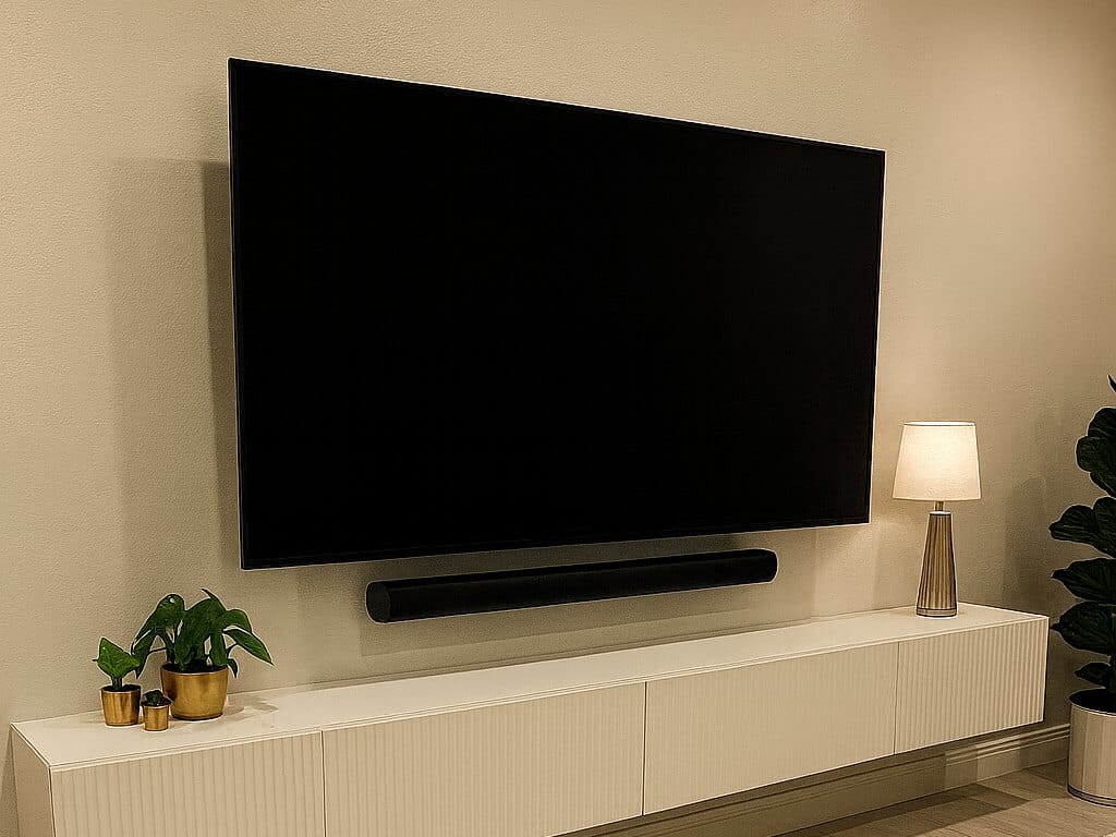 Clean TV and sound bar wall mount by Alsi Pro in Palm Beach County